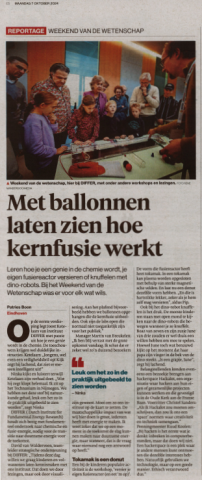 Artikel over de open dag in het Eindhovens Dagblad