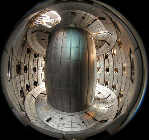 Inside the Swiss fusion device TCV (Tokamak à Configuration Variable) in Lausanne, Switzerland. Credit: EPFL / A Herzog